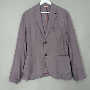 BOB Blazer Jacket Mens IT 50 Blue Check Print Tailored Sport Coat Made in Italy